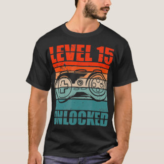 Level 15 Unlocked  Video Gamer Boy 15th Birthday G T-Shirt
