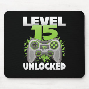 Level 15 Unlocked Video Gaming 15th Birthday Gamer Mouse Pad