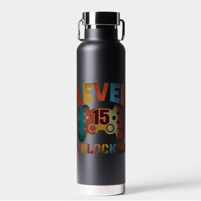 LEVEL 15 UNLOCKED   WATER BOTTLE (Front)
