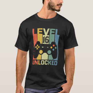 Level 16 Unlocked 16 Years Old Video Gamer 16Th Bi T-Shirt