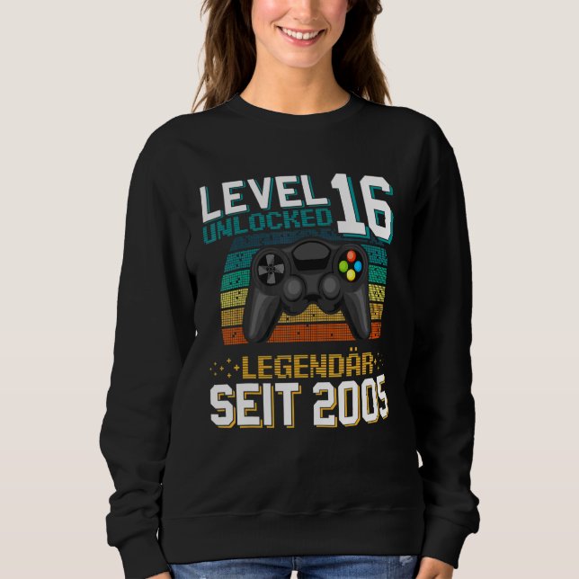 Level 16 Unlocked 16th Birthday Gamer Gamer Boy Sweatshirt (Front)