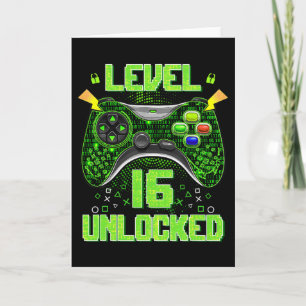 Level 16 Unlocked 16th Birthday Gifts 16 Year Old  Card