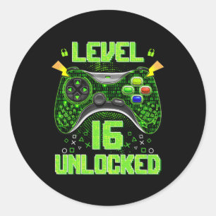 Level 16 Unlocked 16th Birthday Gifts 16 Year Old Classic Round Sticker