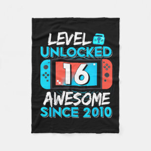 Level 16 Unlocked Awesome Since 2010 16th Birthday Fleece Blanket