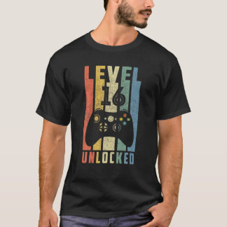 Level 16 Unlocked T 16Th Video Gamer Birthday Boy T-Shirt