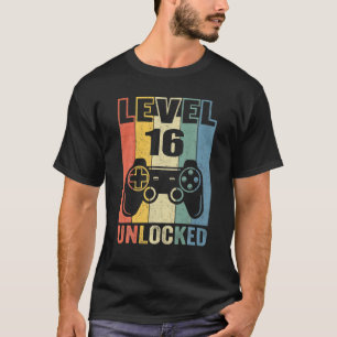 Level 16 Unlocked T 16Th Video Gamer Birthday Boy T-Shirt
