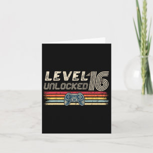 Level 16 Unlocked Video Game 16th Birthday Gamer B Card