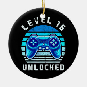 Level 16 Unlocked Video Game 16th Birthday Gamer Ceramic Ornament