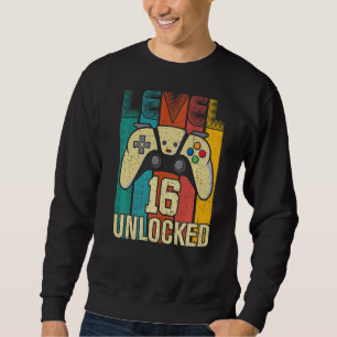 Level 16 Unlocked   Video Gamer 16th Birthday Sweatshirt