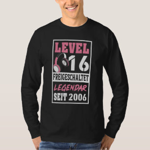 Level 16 Years Gamer Girl Seit 2006 Birthday Video T-Shirt