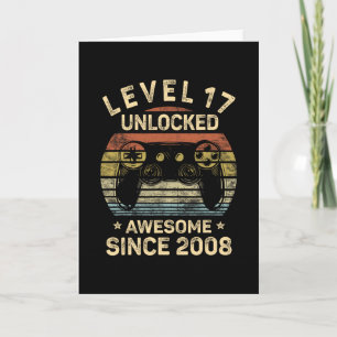 Level 17 Unlocked 17th Birthday 17 Year Old Gifts  Card