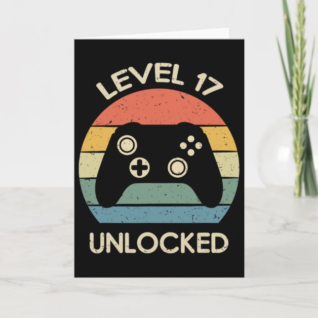 Level 17 Unlocked 17th Gaming Birthday Controller  Card (Front)