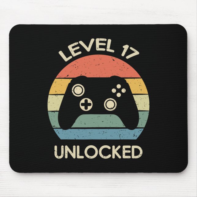 Level 17 Unlocked 17th Gaming Birthday Controller  Mouse Pad (Front)