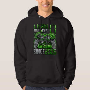 Level 17 Unlocked Awesome Since 2005 17th Birthday Hoodie