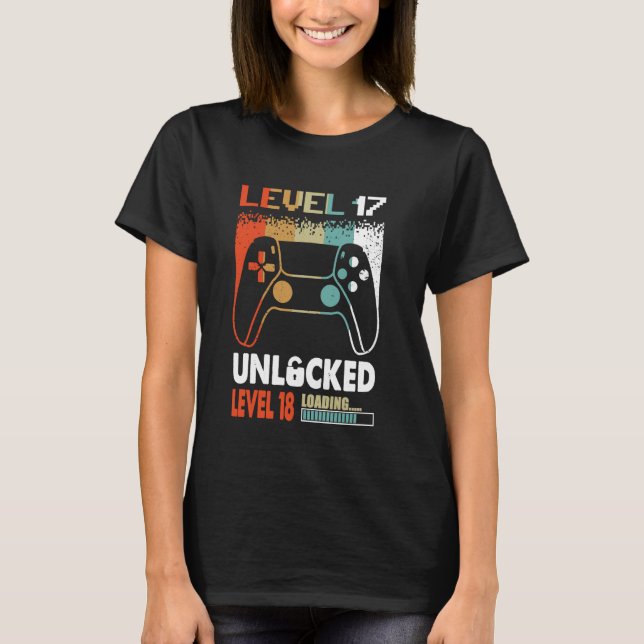 Level 17 Unlocked Boys 17th Birthday Funny 17 Year T-Shirt (Front)