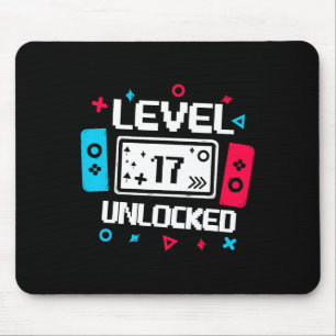 Level 17 Unlocked Gamer 17th Birthday Gift Video G Mouse Pad