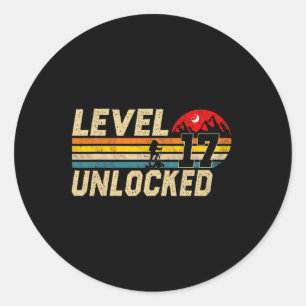 Level 17 Unlocked Vintage 17 Year Old Hikers 17th Classic Round Sticker
