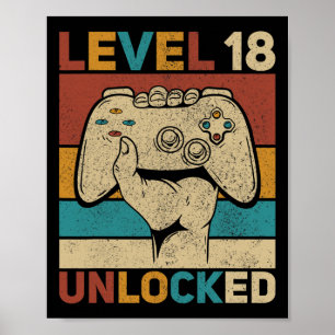 Level 18 Unlocked 18 Year Old Boy Bday Outfit 18th Poster