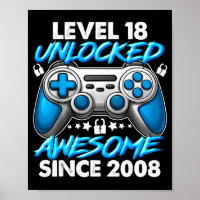 Level 18 Unlocked 18 Year Old Boys 18th Birthday B