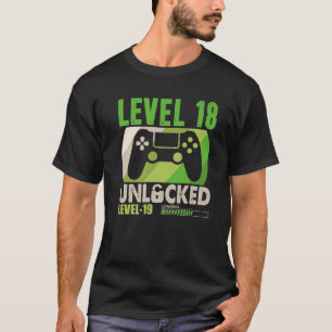 Level 18 Unlocked 18 Years Old Funny 18Th Birthday T-Shirt