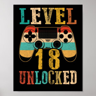 Level 18 Unlocked 18th Birthday Born 2004 Style Poster