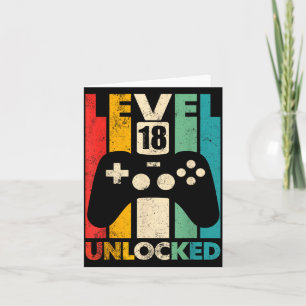 Level 18 unlocked 18th birthday video game retro card