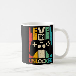 Level 18 unlocked 18th birthday video game retro coffee mug