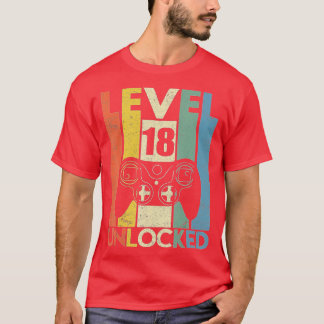 Level 18 Unlocked  18th Video  Birthday Boy Gifts  T-Shirt