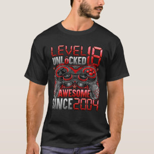 Level 18 Unlocked Awesome Since 2004 18Th Birthday T-Shirt