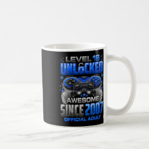 Level 18 Unlocked Awesome Since 2007 18th Birthday Coffee Mug