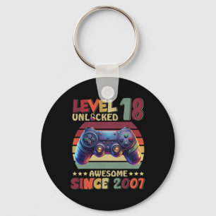 Level 18 Unlocked Awesome Since 2007 18th Birthday Key Ring