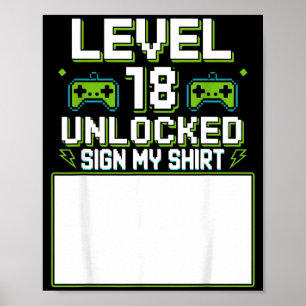 Level 18 unlocked sign my 18th birthday gamer boy