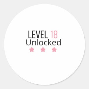 Level 18 Unlocked Sticker For 18th Birthday 