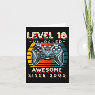 Level 18 Unlocked Video Game 18th Birthday 18 Yr O Card