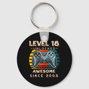 Level 18 Unlocked Video Game 18th Birthday 18 Yr O Key Ring