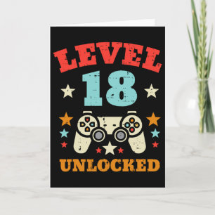 Level 18 Unlocked Video Gamer Boys Men 18th Birthd Card