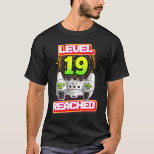 Level 19 Reached Gamer 19th Birthday Video Gaming T-Shirt