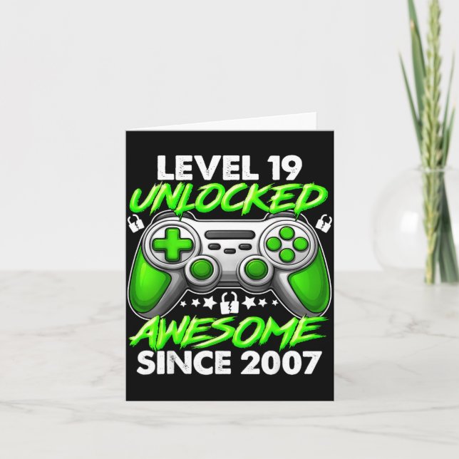 Level 19 Unlocked 19 Year Old Boys 19th Birthday B Card (Front)