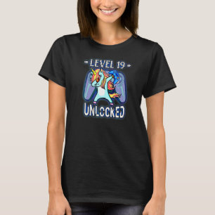 Level 19 Unlocked Dabbing Unicorn Gamer 19th Birth T-Shirt