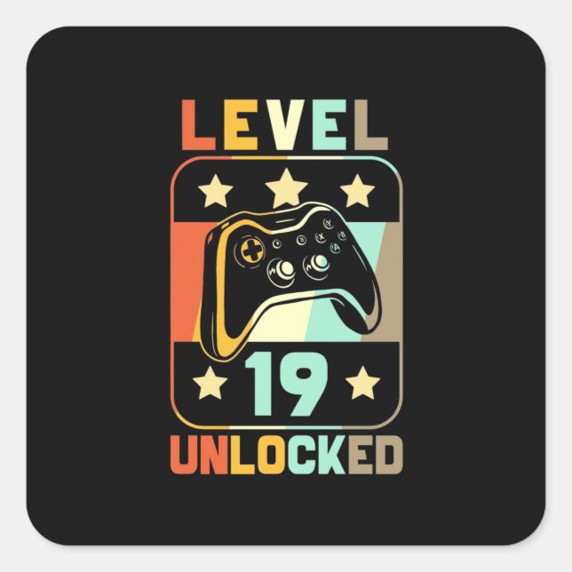 Level 19 Unlocked Square Sticker (Front)