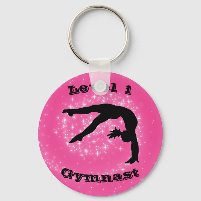 Level 1 Gymnast (Any Level #) Button Keychain (Front)