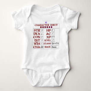 Level 1 Human Baby RPG Character Sheet Baby Bodysuit