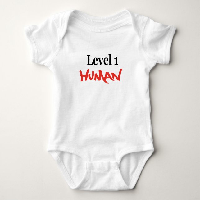 Level 1 Human -boy/red Baby Bodysuit (Front)