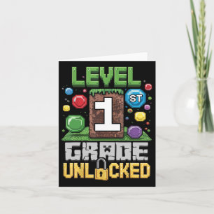 Level 1st Grade Unlocked Video Game First Day Back Card