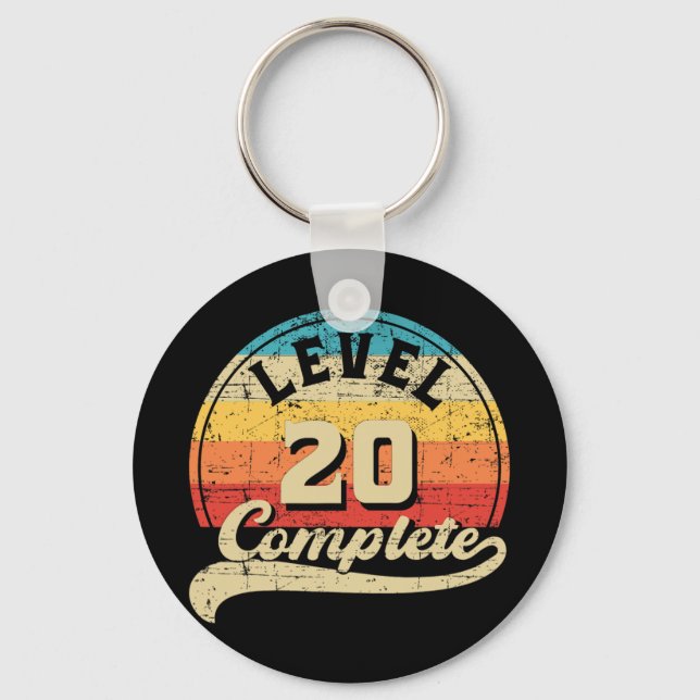 Level 20 Complete Gamer Tee 20th Wedding Anniversa Key Ring (Front)