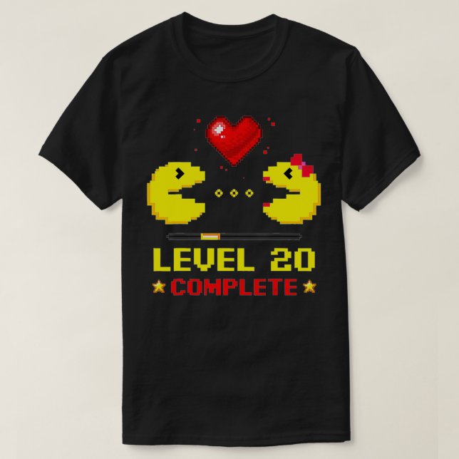 Level 20 Complete Gamers 20th Wedding Anniversary  T-Shirt (Design Front)