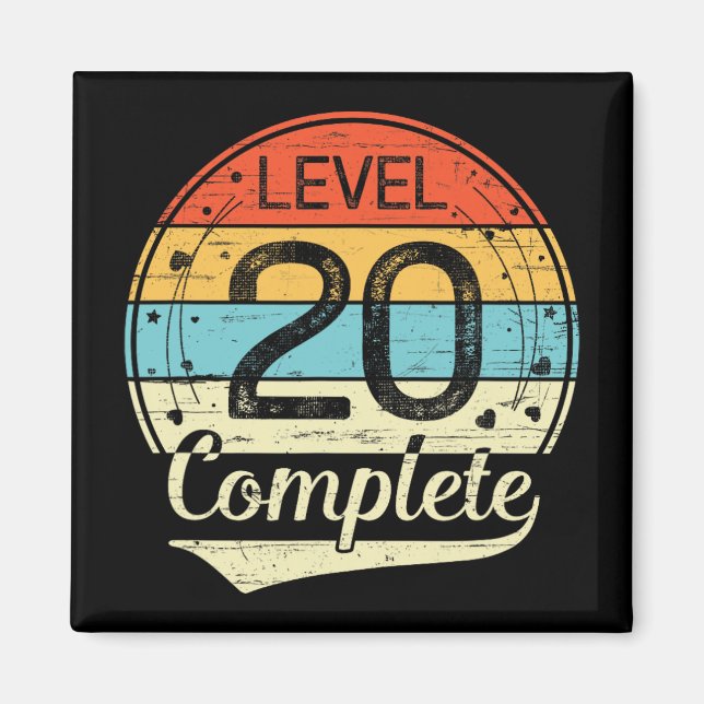 Level 20 Complete Retro 20th Wedding Anniversary T Magnet (Front)