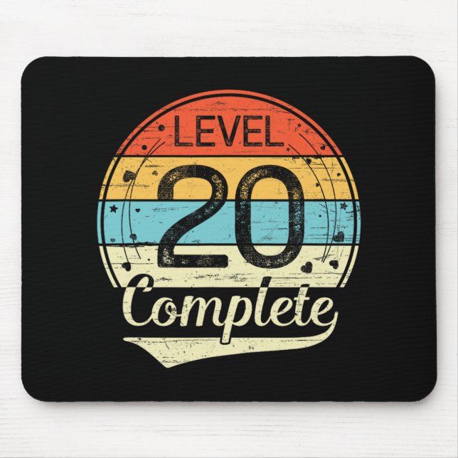 Level 20 Complete Retro 20th Wedding Anniversary T Mouse Pad (Front)