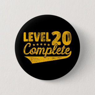 Level 20 Complete Vintage 20th Wedding Anniversary 6 Cm Round Badge