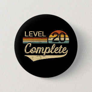 Level 20 Complete Vintage 20th Wedding Anniversary 6 Cm Round Badge